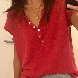 flattering red button up!